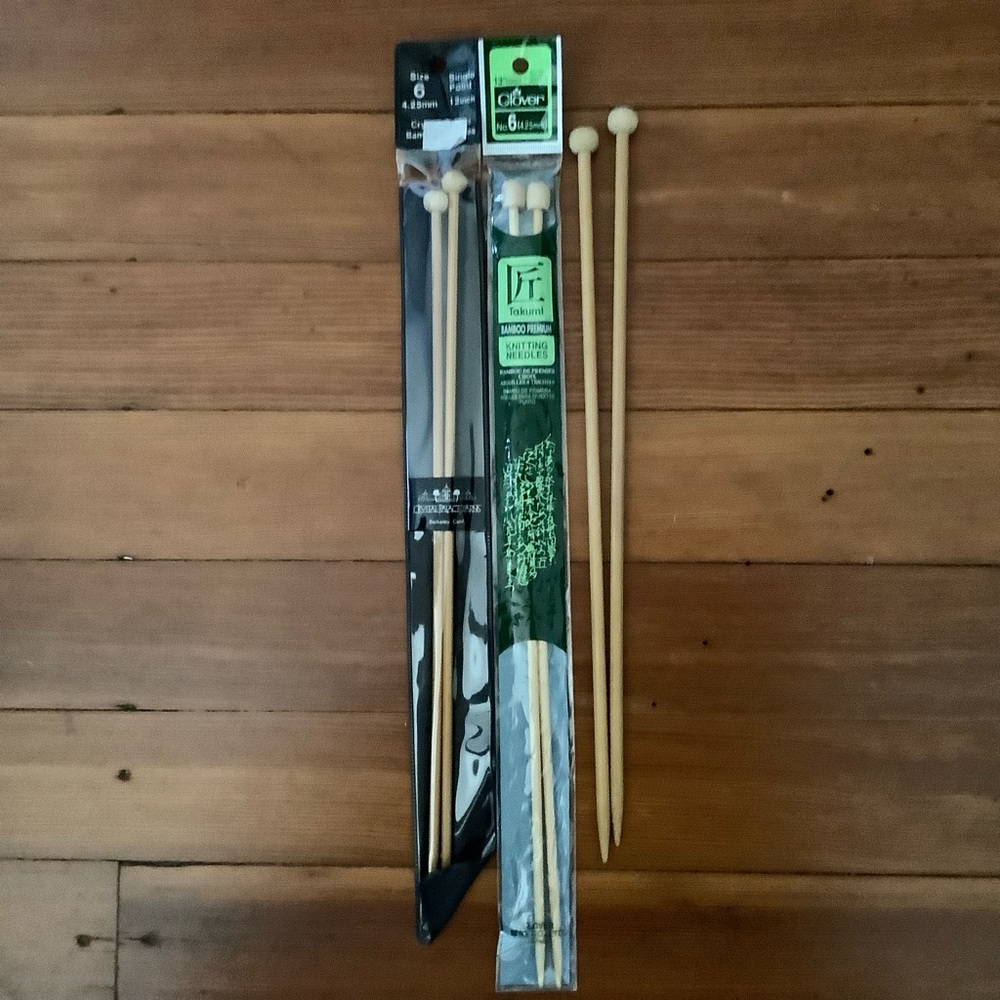 Knitting bamboo needles straight 12”-13” 3 pairs